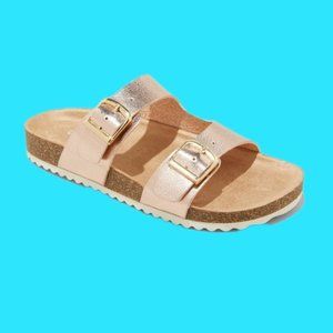 Cat & Jack Drew Double Buckle Molded Slip-On Footbed Sandals Rose Gold 6